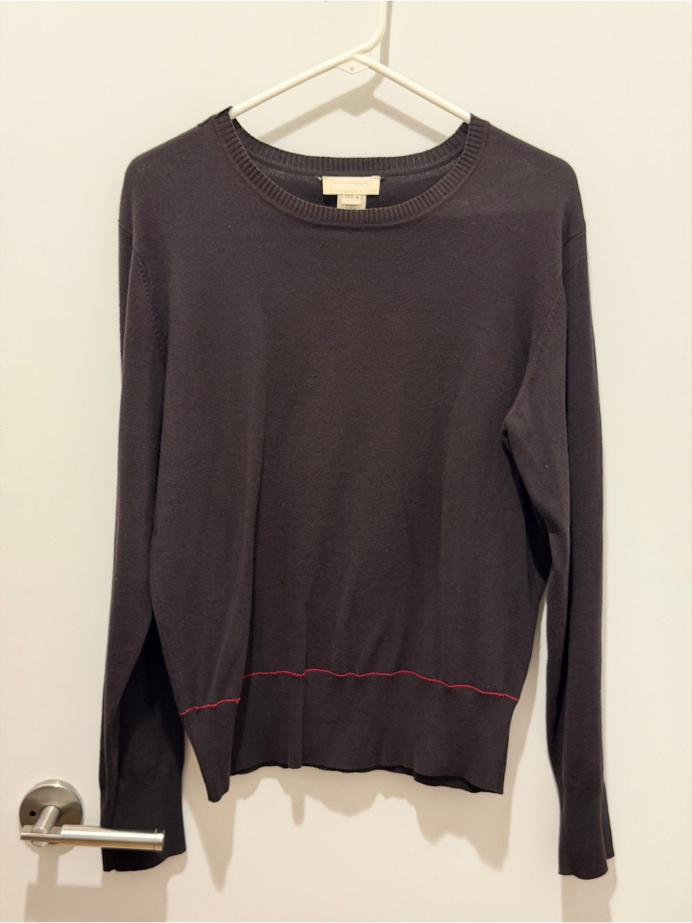 Diesel dark brown crewneck sweater with red line accent